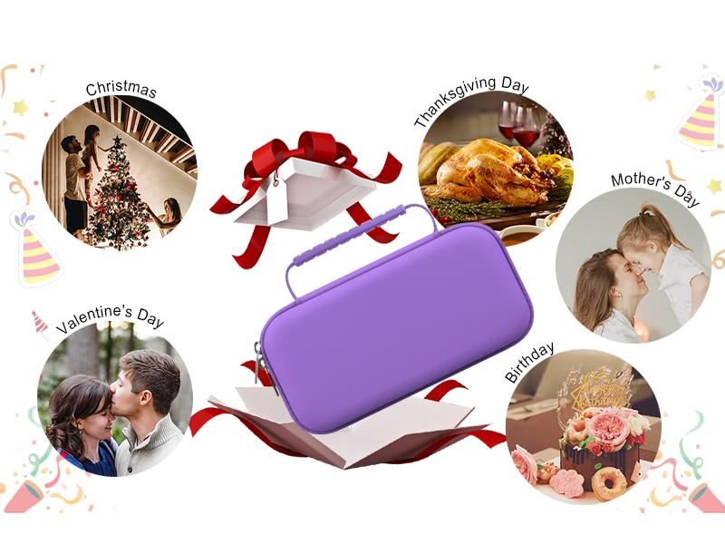 Travel Carrying Case for Asthma Inhaler, Handheld Spacer for Adults and Kids, Masks, Hard Inhaler Case with Mesh Pocket fit Medicine and Other Essentials, Purple