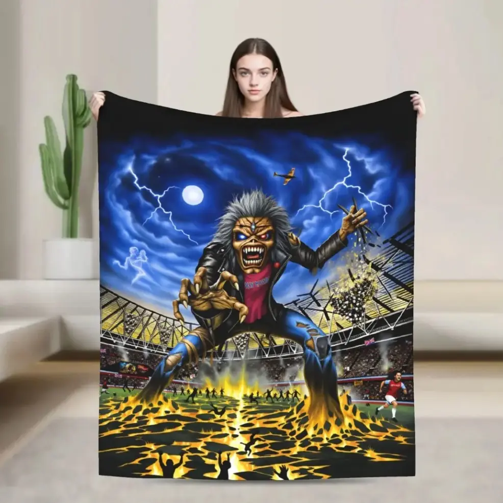 Iron Maidens Flannel Blanket, Baby Blanket & Adult Blanket, Warm Soft Throw Blanket for Bedroom Travel Office, Comfortable Bedspread Sofa Bed Cover, Lightweight, Soft, Comfortable and Durable, Ideal Holiday Birthday Gift birthday gift