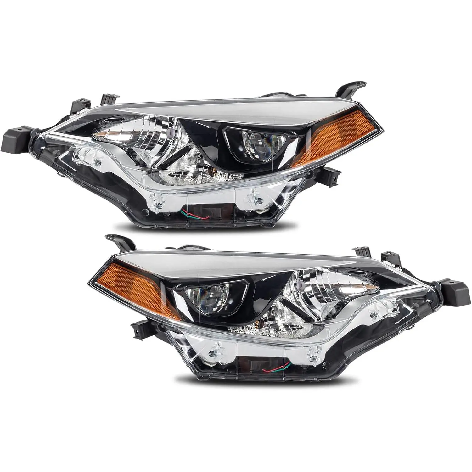 TRIBLE SIX 2014‑2016 Toyota Corolla, 2PCS Set Headlight Assembly Replacement, Chrome Housing Clear Lens, Left and Right, TO2502216 TO2503216 Headlamp