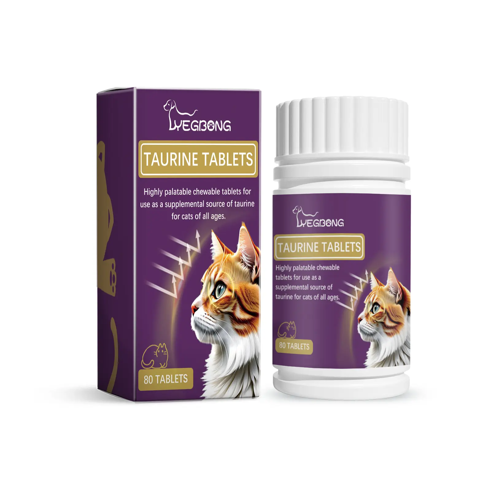 Yegbong Compound Taurine Pet Nutritional Supplement Tablets for Cats, Multi-Vitamin Formula, Supports Health