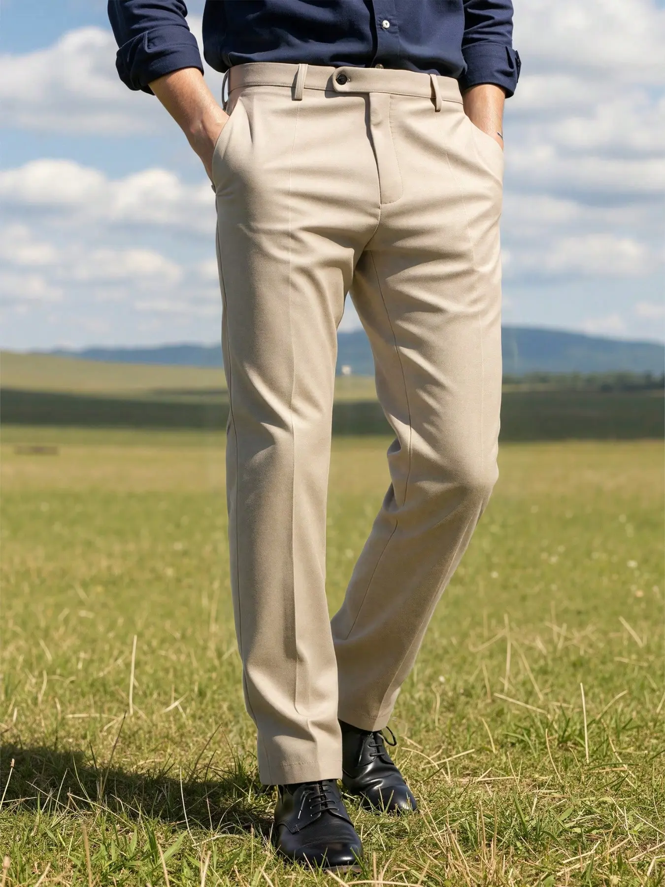 Men's High-Quality Business Spring Pants, Plain Slim-Fit Casual Long Pants, Elastic Waist, Comfortable and Stylish, Perfect for Daily Wear
