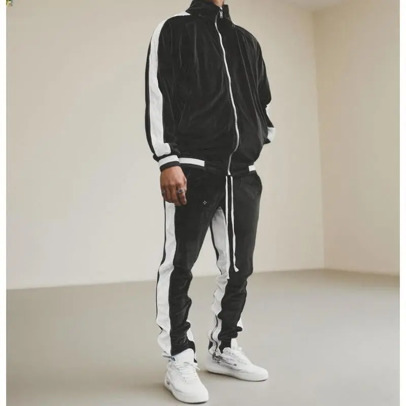 Mens Tracksuit 2 Piece Velour Sweatsuit for Men Casual Full Zip Jogging Suit Jacket Pants Set