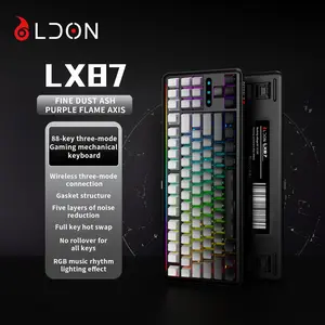 Lx87 Wireless Mechanical Keyboard, Full Key Hotswap, Pbt Keycaps, RGB Backlight, 75-Key Layout, Metal Volume Knob, Office & Gaming