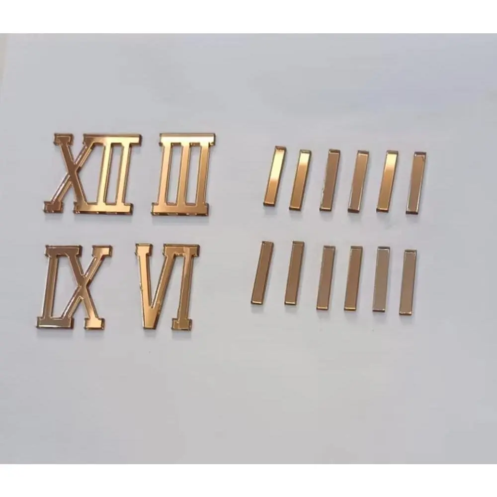 Yuxuanish 2 Sets of Acrylic Roman Numerals,Numerals &Dashes for Epoxy Resin Wall Clock Replacement Repairing Clock Accessories (Rose Gold Mirror, 4CM)