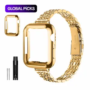 Stainless Steel Smartwatch Band with Protective Case, Smart Watch Accessories, Compatible with Apple Watch Series 9/8/7/6/5/4/3/2/1, SE and SE 2 #TOP PICKS