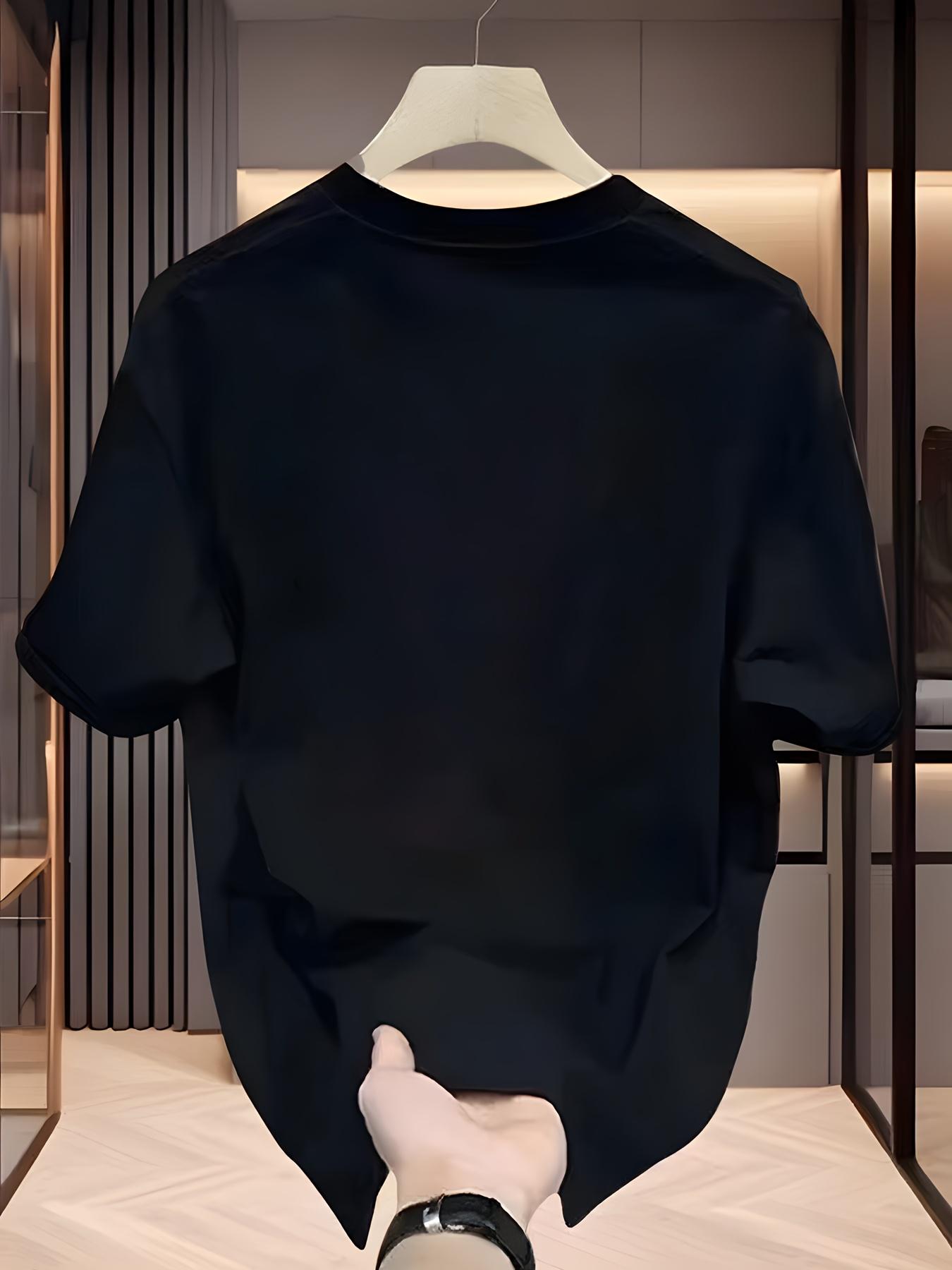 Boys' Casual Outdoor "MONEY" Pattern T-Shirt - Black Short-Sleeve T-Shirt with a Bold Money Print, Polyester, Machine Washable, Teen Boys' Clothing