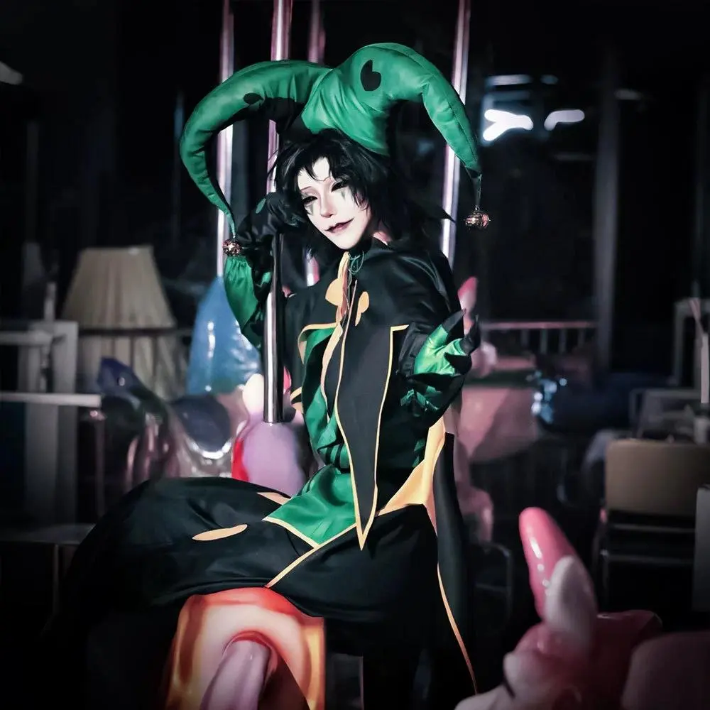 ‌Anime The Freak Circus Harlequin Cosplay Costume Adult Clown Top Pants Full Set Joker Uniform Halloween Carnival Clothes