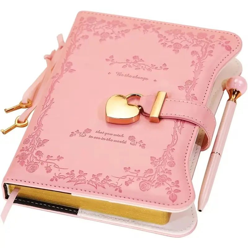 Diary Notebook with Pen, Lock, and Key, Unisex Stationery Gift, 360 Pages, B6 Size, Garden Style, Ideal for Writing and Recording Thoughts