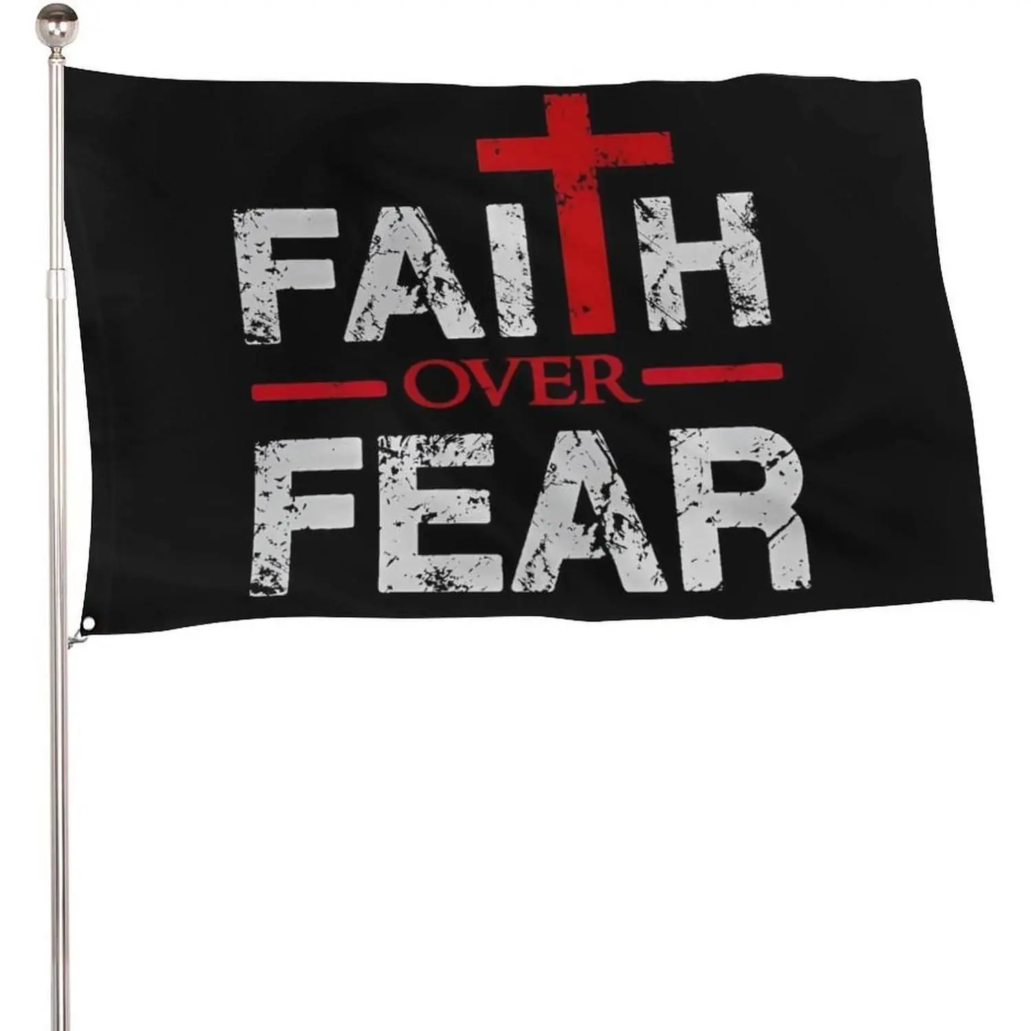 Faith Over Fear Christian Single Flag, 5x3 ft Standard Size Lightweight 115D Polyester Banner with 2 Metal Eyelets for Home Supplies & Outdoor Display, 5X3 Feet