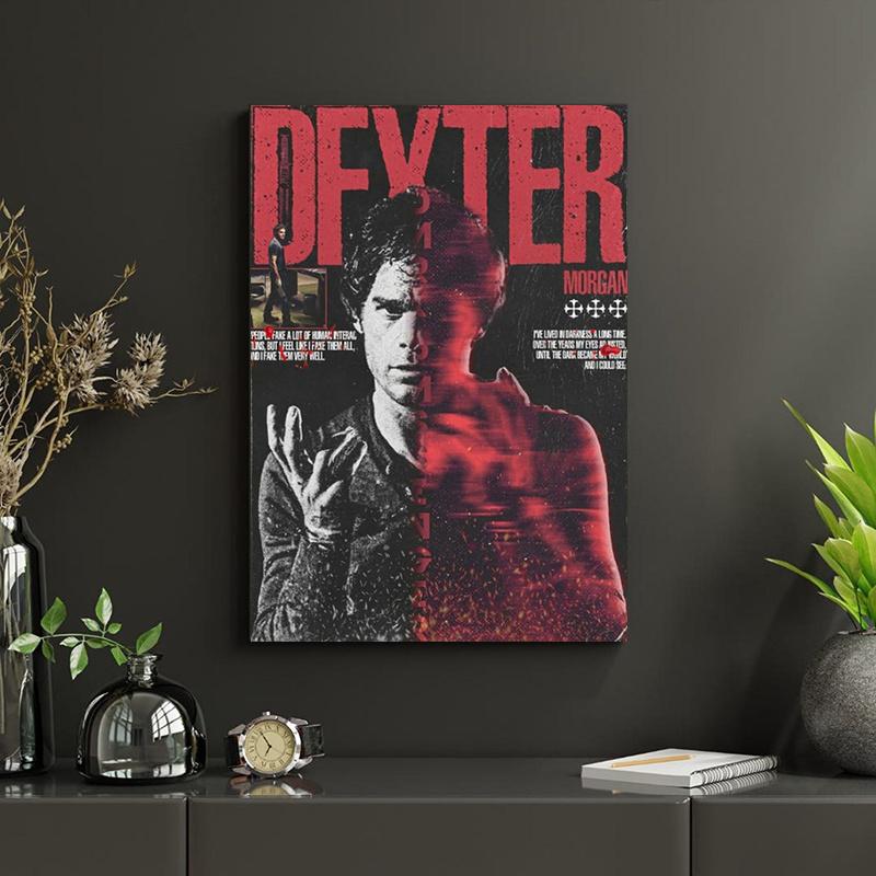 2D Canvas Poster, Artwork Inspired by the TV Series "Dexter" Featuring Red Thumbprint Design Depicting Dexter Morgan, Minimalist Decoration, Comes with, Graphic Prints, Eye-catching Home Decor,inspo,athlete,motivation
