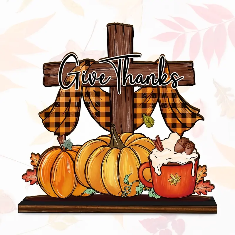 Vintage Wooden Pumpkin Sign Fall Thanksgiving Decor Farmhouse Wall Table Ornament Holiday Gift for Kitchen Home Party