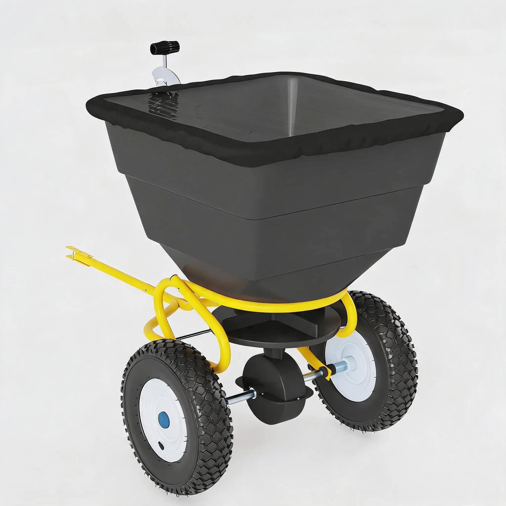 130lb Heavy Duty Tow Behind Broadcast Spreader - Red Seed & Fertilizer Spreader for ATV/Tractor with 10" Pneumatic Tires & Adjustable Flow