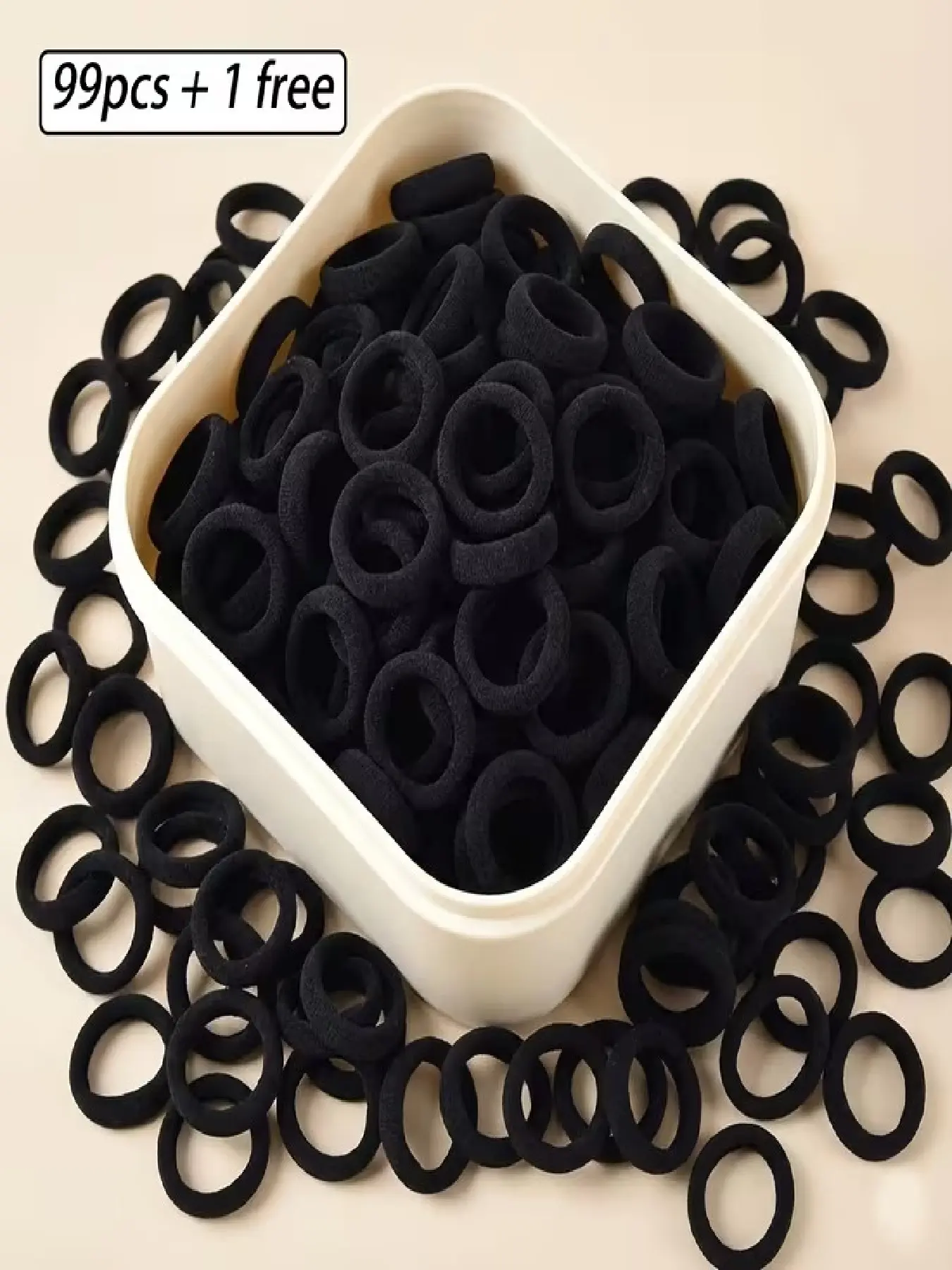 100 pcs (99 + 1 Free) Black Hair Ties, Hair Scrunchies