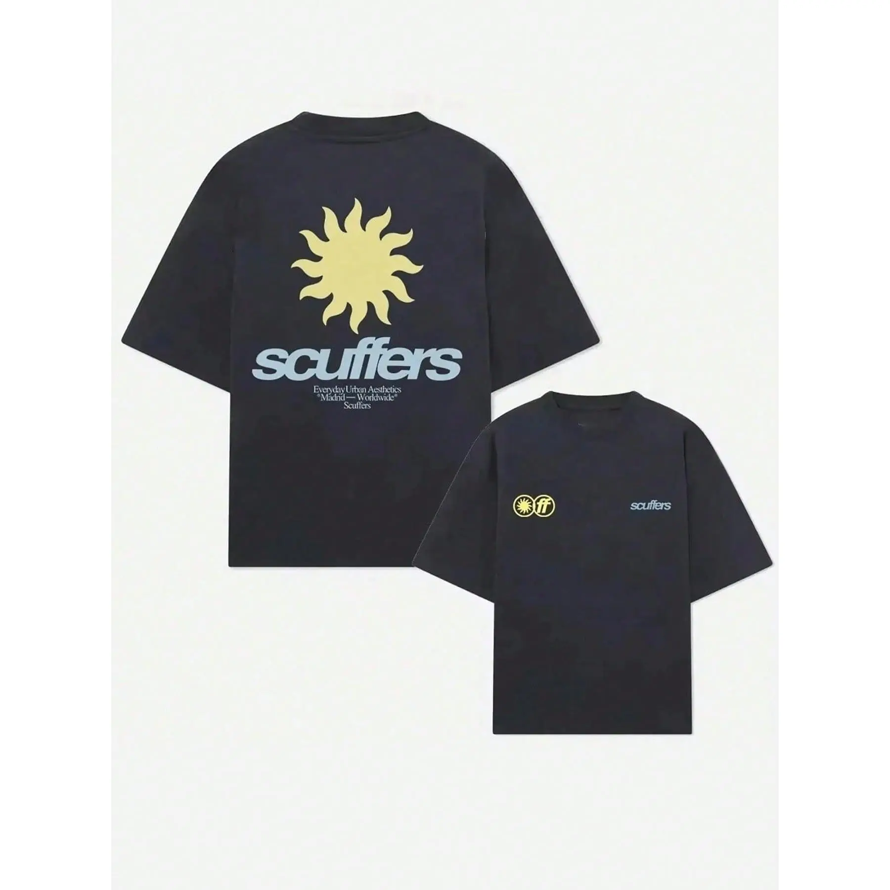 Women's Scuffers Sun Logo Graphic T-Shirt - 220g Cotton Short-Sleeve Round Neck Double-Sided Printed Casual Streetwear Summer Top