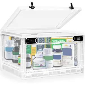 Large Medicine Lock Box with Dual 3-Digit Combination Locks, 24L Lockable Storage Box for Medication, Snacks, Phone, and Electronics - BPA-Free Organizer Bin for Home, Office, Fridge, and Safety
