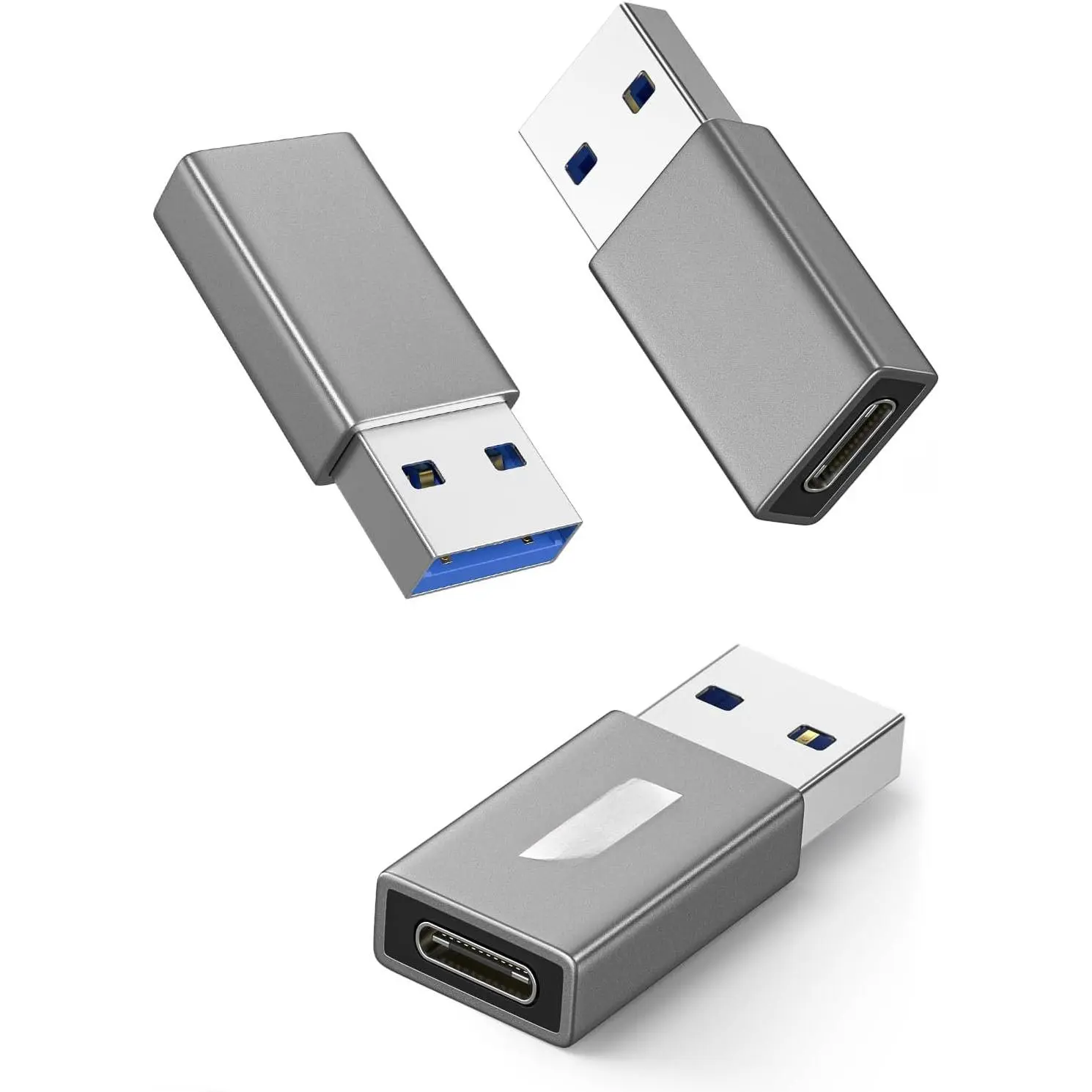 10Gbps USB to USB C Adapter 3 Pack, 3.1 USBC Female to USB Male Adapter, -Sided SuperSpeed Data Sync, 100W   for  17/16 Plus Pro Max, Laptop, Charger,  Link, etc