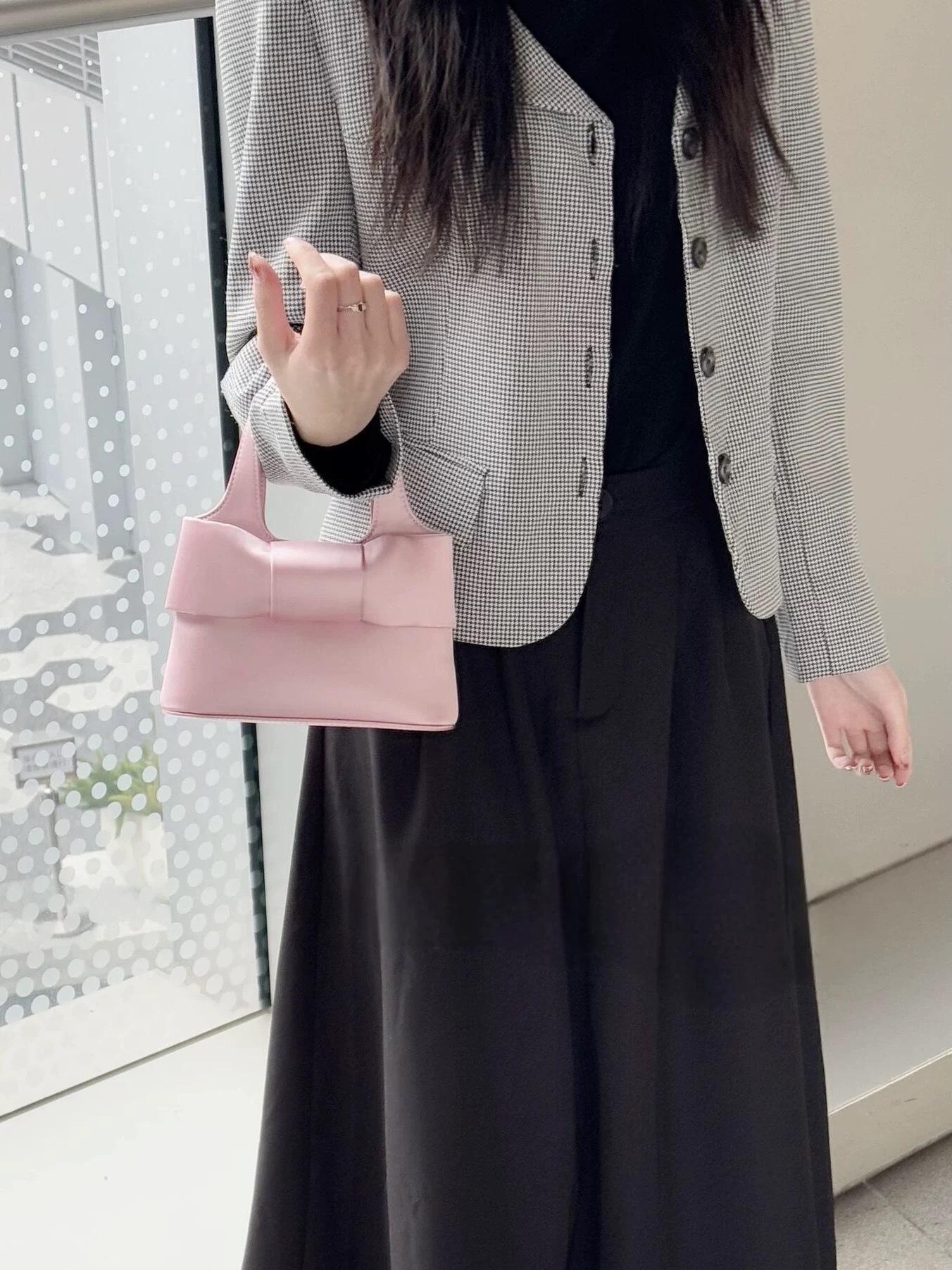 2026 Spring Pink Bowknot Handbag - Cute Sweet Teen Heart Bag, Fashion Quality Crossbody, Trendy & Adorable