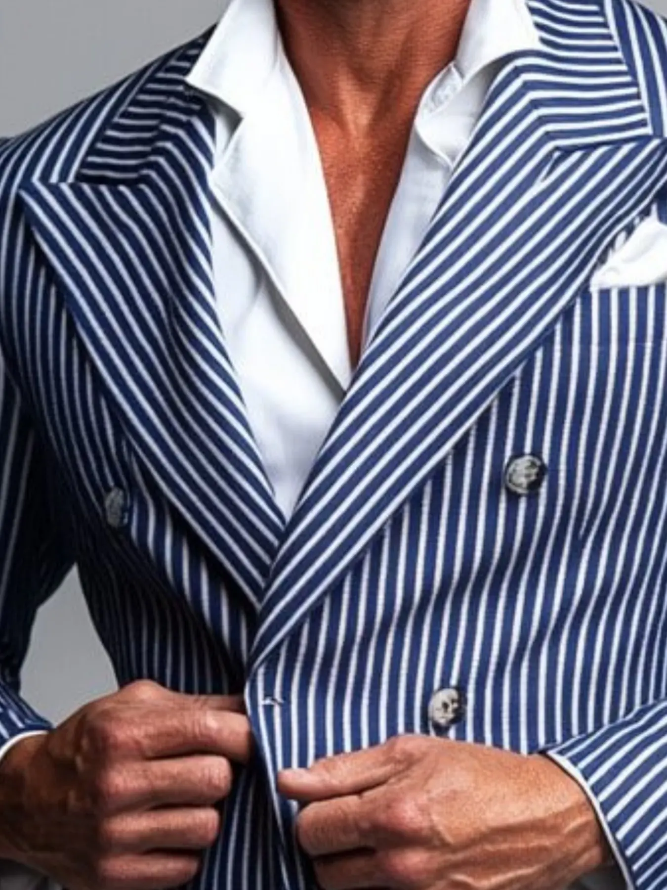 Men's Striped Business Suit Jacket, Mature and Elegant, Perfect for Office Parties and Banquets, 1pc Formal Outerwear