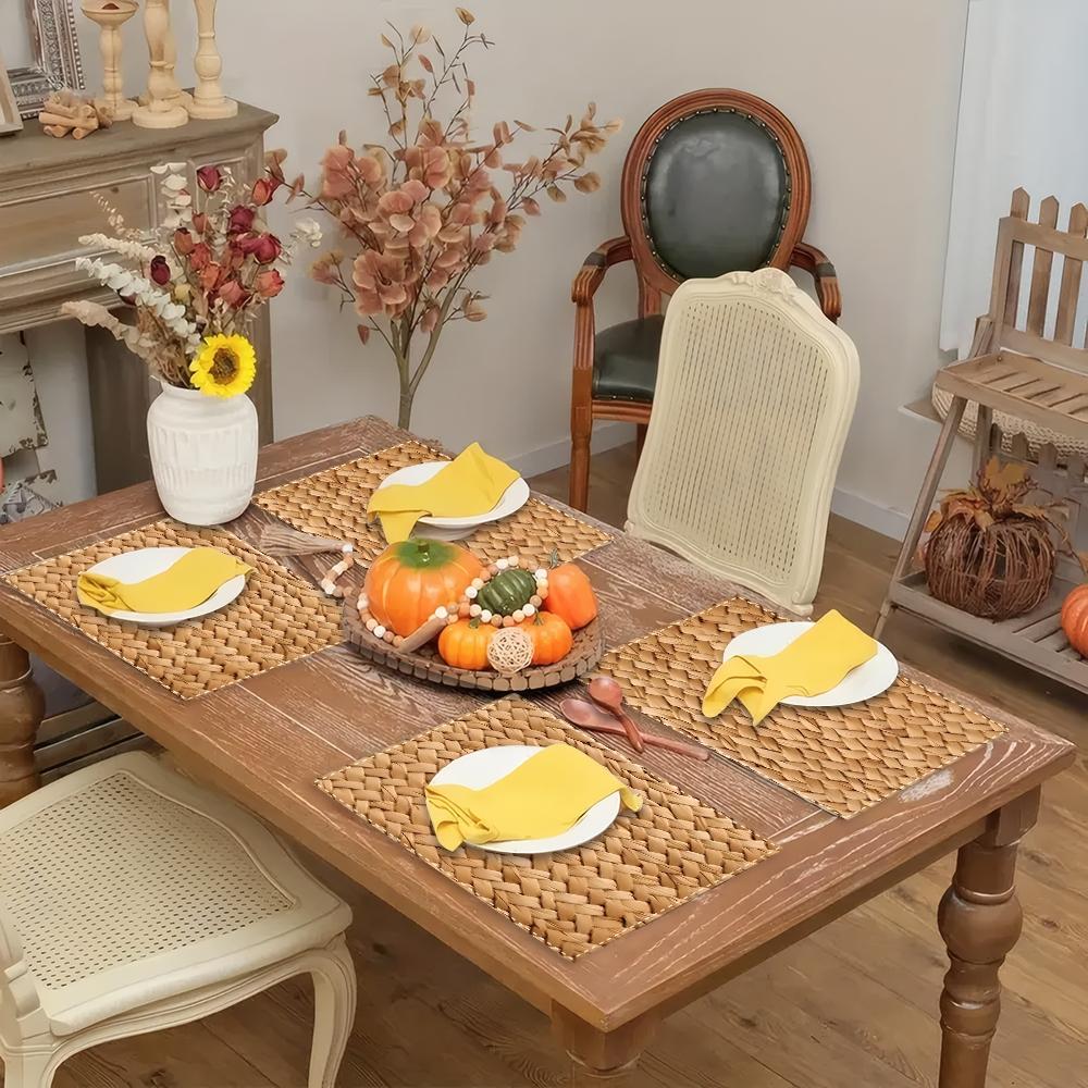 4/6pcs Fall Harvest Placemat Festive Woven Placemats for Home Decor, Kitchen Dining Table, Family Party; Perfect Gift for Celebrations Seasonal Gatherings, Rustic Charm for Thanksgiving, Christmas, Easter More! 32x42cm/12.6x16.5inch