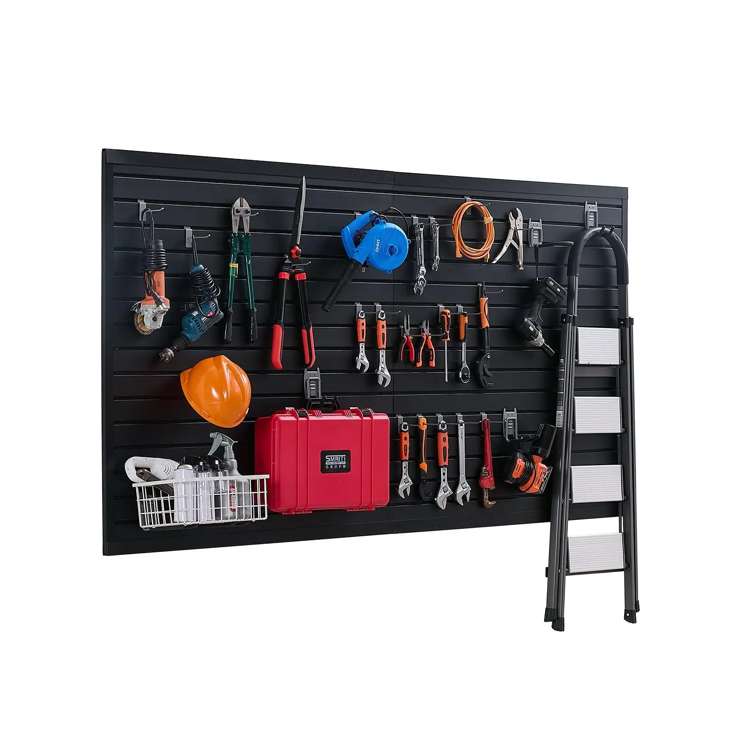 【Summerfinds】VEVOR Waterproof Fireproof PVC Slat Wall Panels (8 Pack), 8x4 ft (1225 x 2450 x 20 mm), 19.8 kg, Modular Design, Black, Easy-Install Coupling Structure, DIY Cutting, 300 lbs/136 kg Load Capacity, for Indoor/Garden Storage & Display, 8 Panels