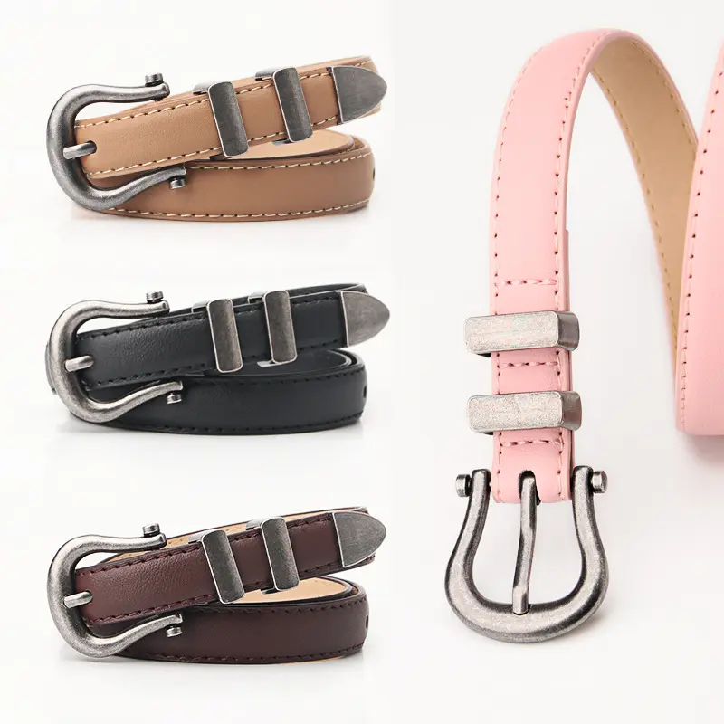 Skinny Belt for Women, Minimalist Thin Fashion Belt with Metal Buckle, Adjustable Waist Belt for Jeans, Dresses and Skirts, Cute Everyday Outfit Accessories