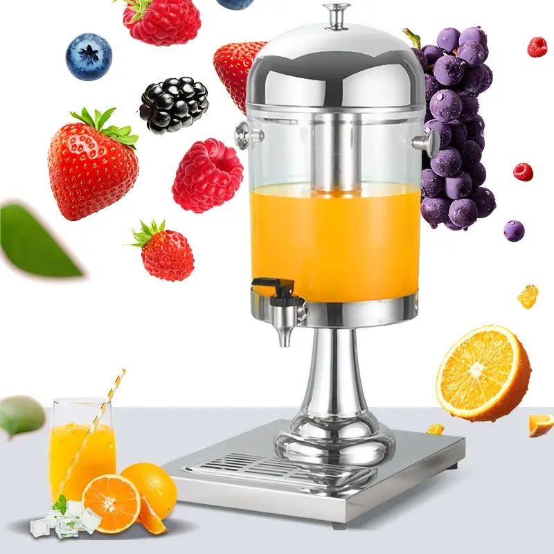 2.2 Gal Stainless Steel Drip Tray Beverage Dispenser with Stand, Hot/Cold Commercial-Home Use, Includes Ice Pack, Ideal for Parties, Festive & Wedding Supplies Bar Equipment