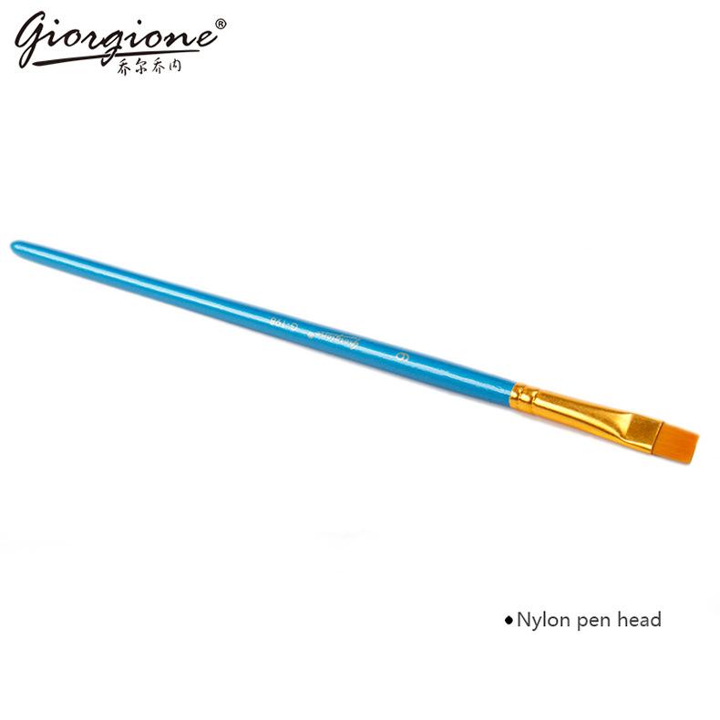 10-Piece Oil Gouache Watercolor Acrylic Brush Set - Nylon Hair, Long Handle, Round Flat Pointed Tips for Artists