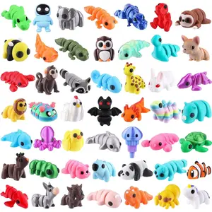 50Pcs Mini 3D Printed Animals for Kids Little 3D Printed Figurines for Party Favors Gifts Exchange Flexible Articulated Fidget Toys for Classroom Prize Rewards Goodie Bagsfidget toys