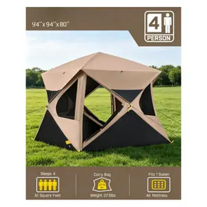[Father's Day Gift] Camping Tent, 4-person pop-up instant setup tent, sets up in 60 seconds, portable central tent with rain cover and windproof features, suitable for outdoor camping and off-road travel, SummerVibes, instant setup tent, windproof folding