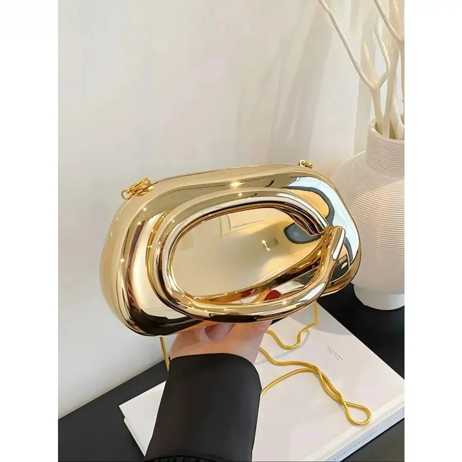 Women's Elegant Leather Shoulder Clutch - Hard Shell Formal Handbag, Detachable Chain for Weddings, Proms | Women's Clutches & Wristlets, Evening, Flap, Clutch Women's Clutches & Wristlets