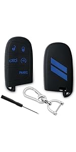 for Chevy Key Fob Cover Blue Car Key Cover Suitable for 2016-2021 Chevy Malibu Blazer Equinox Trailblazer Camaro Traverse TPU 5 Buttons Key Fob Shell for Chevy with Leather Keychain