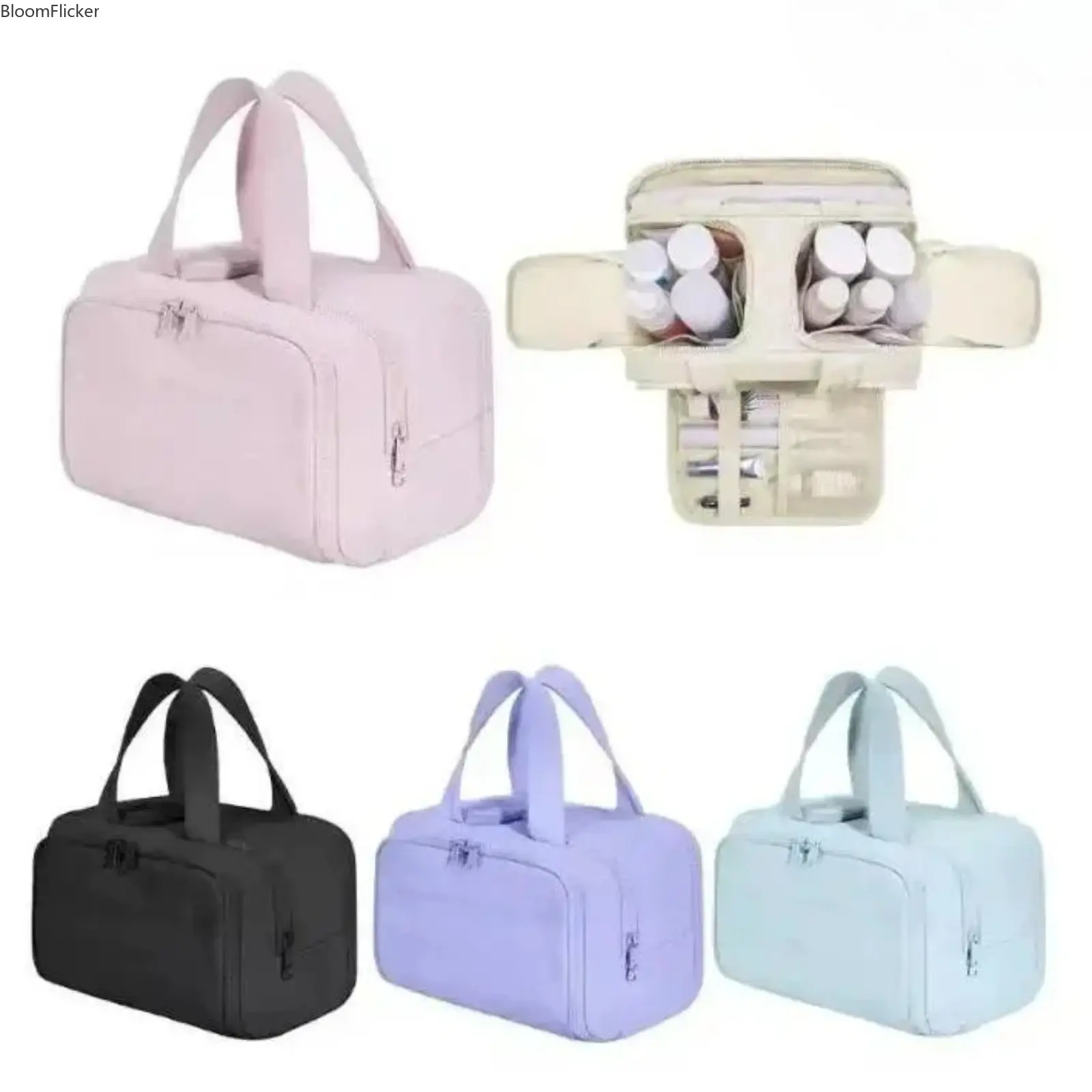 Large Capacity Waterproof Makeup Bag - Portable Travel Makeup Storage Organizer, Multi-Functional Handheld Cosmetic Pouch, Multifunctional Toiletry Bag, Travel Beauty Bag