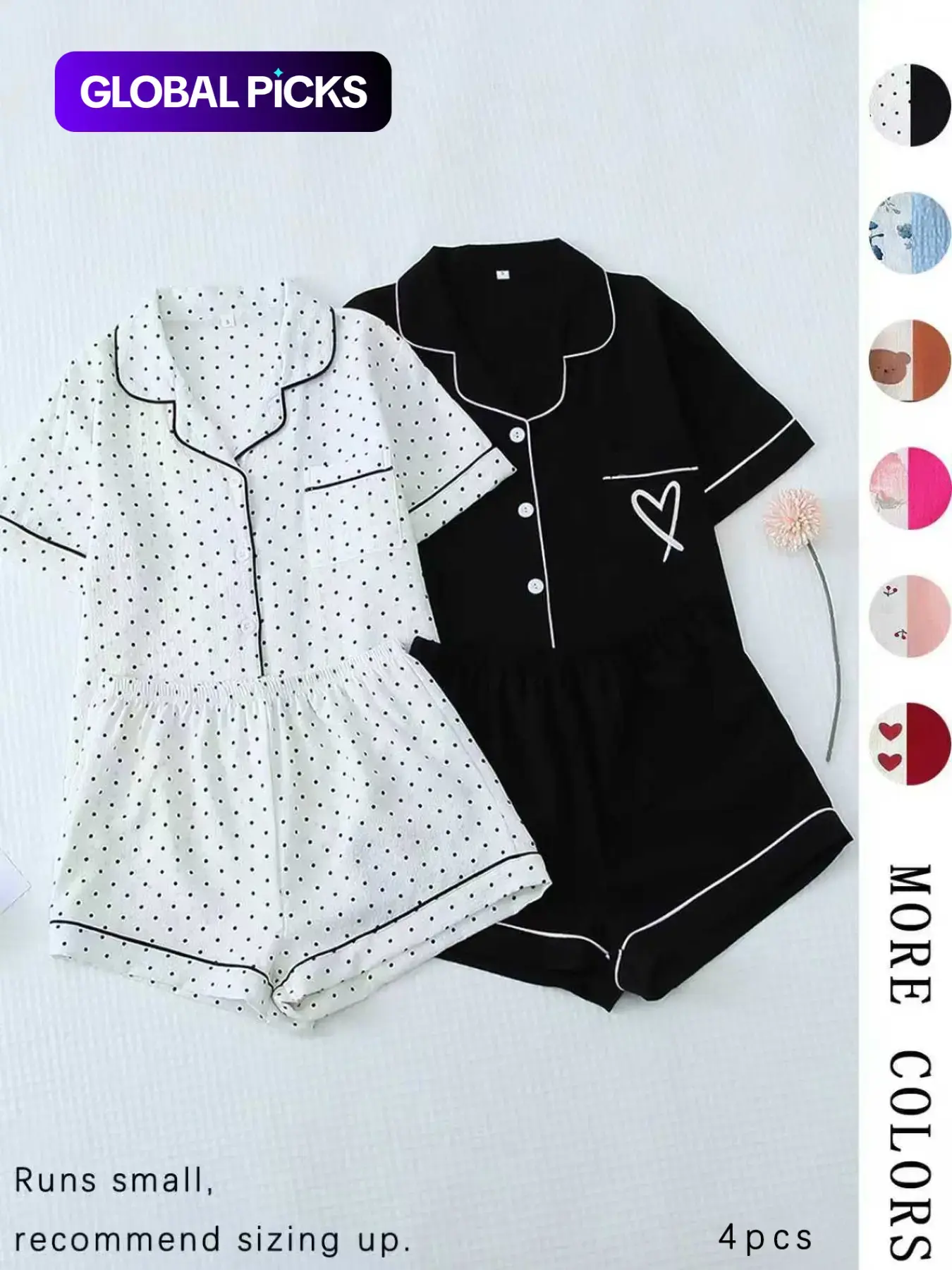 Women's All Over Print Woven Casual Loungewear Set, Contrast Binding Pocket Button Top & Elastic Shorts Pajama Set, Ladies Summer Pjs Nightwear Matching Pj Set