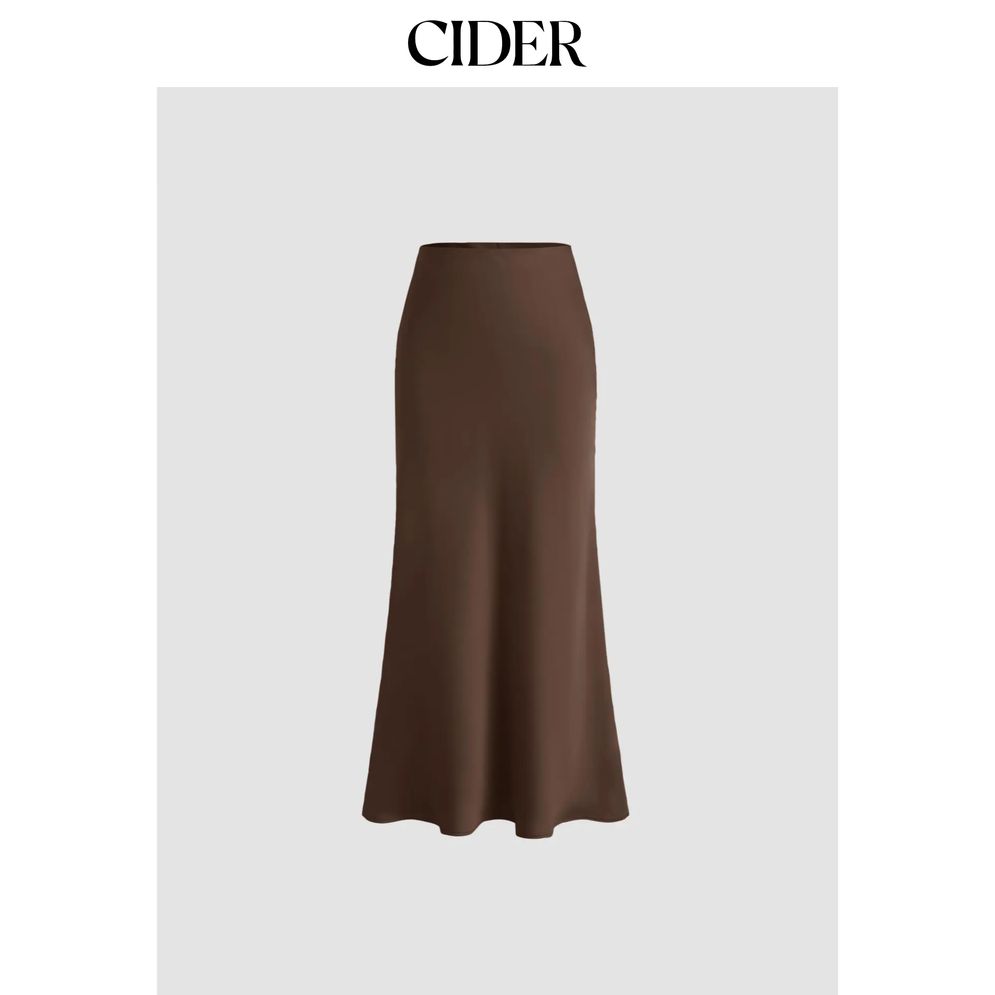 Cider Satin Mid Rise Ruffle Bias Maxi Skirt