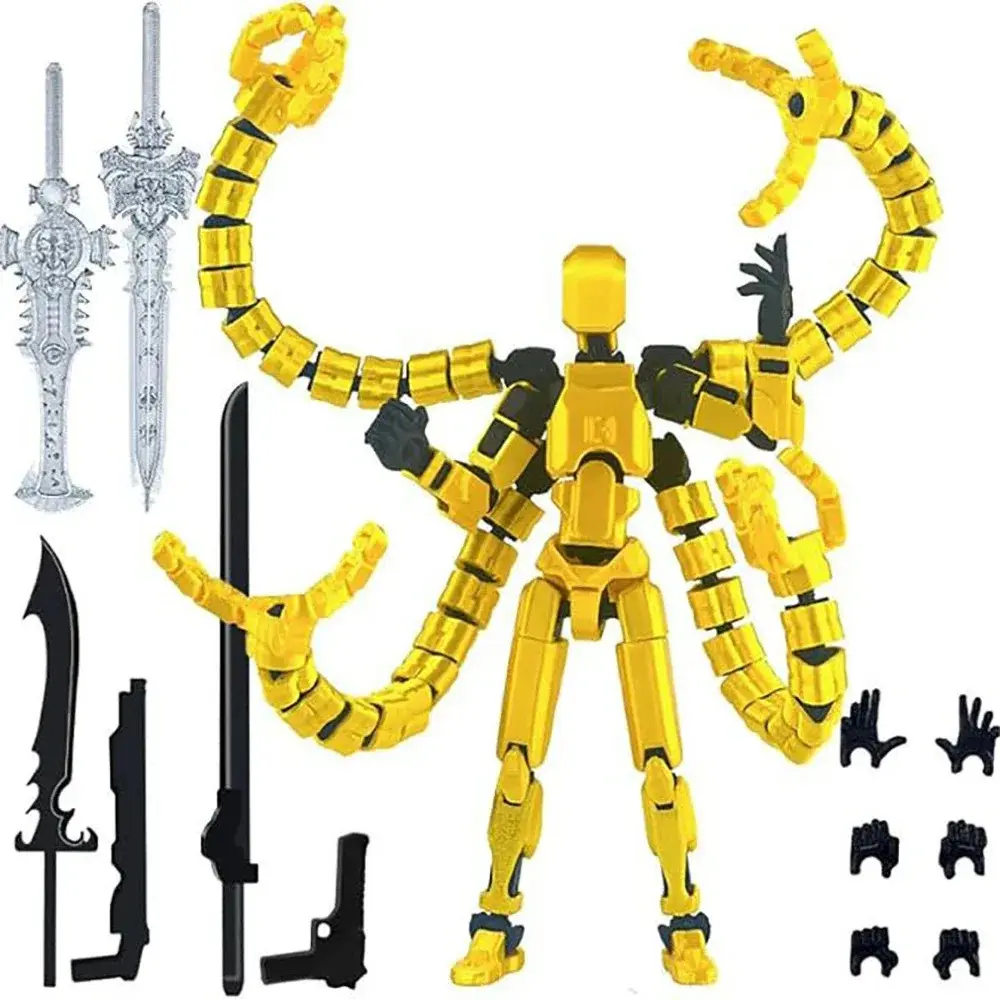 Assembly Completed T13 Action Figure 3D Printed Multi-Jointed Movable Titan 13 Lucky Dummy Nova Robot Action Figure Desktop