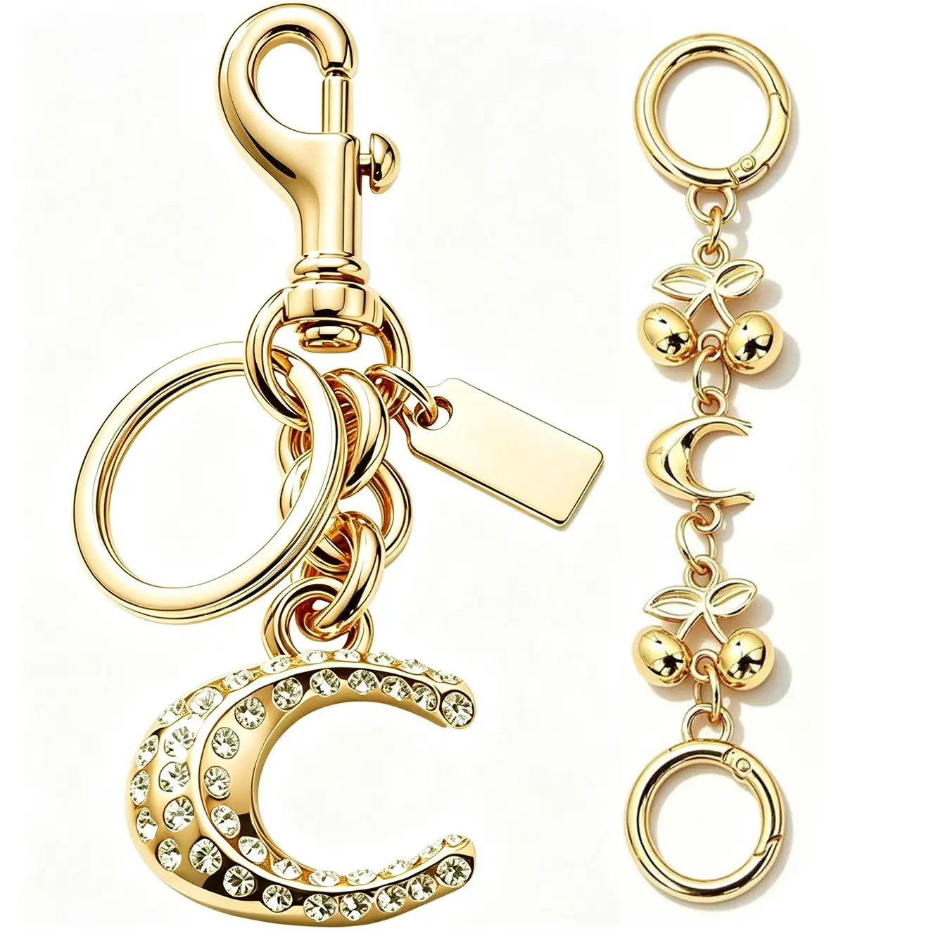 Cute Bag Accessories, Shiny Metal Letter Keychain, Women's Bag Decor, 2/3 Piece Set, Stylish and Functional, Perfect for Everyday Use