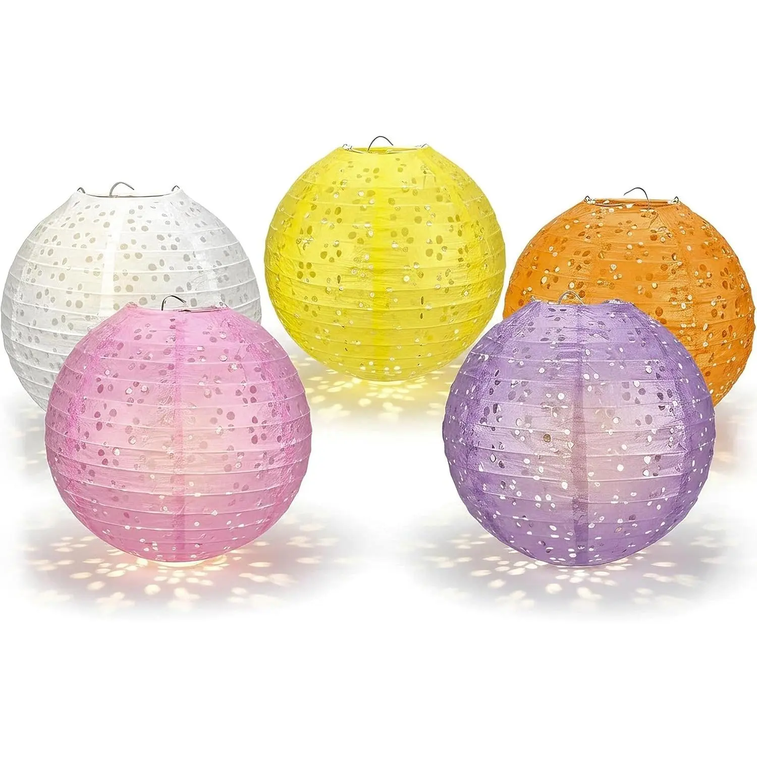 5Pack Paper Lanterns Chinese   Paper Lanterns with LED Lights Sticks Tassels 8 Inch Round for Chinese Lunar  Year Party Decorations 2026 Spring Festival Wedding   Decor