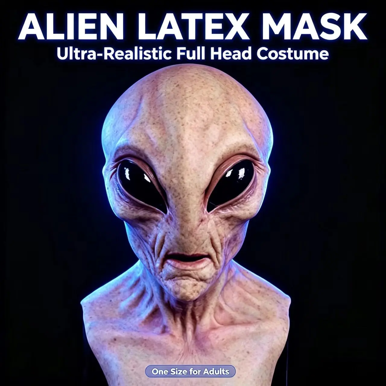 Realistic Alien Latex Full Head Mask, Horror Alien Costume Mask, Halloween Cosplay Party Props, Perfect for Themed Events and Parties, Hyper Realistic Mask