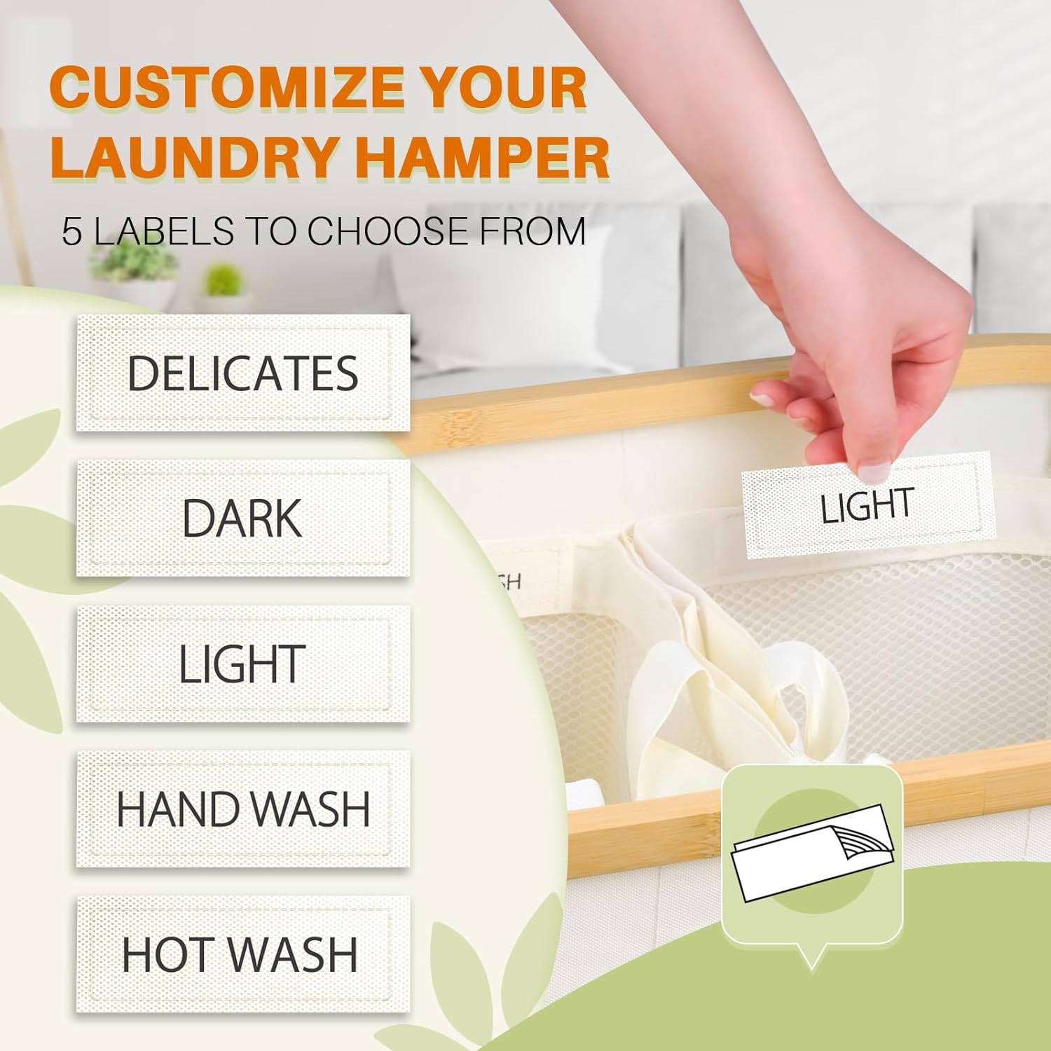 Laundry Hamper with Lid, 160L Dirty Clothes Hamper for Laundry Basket 3 Section,  Laundry Sorter Hamper 3 Compartment with Removable Inner Bags & Labels, Beige