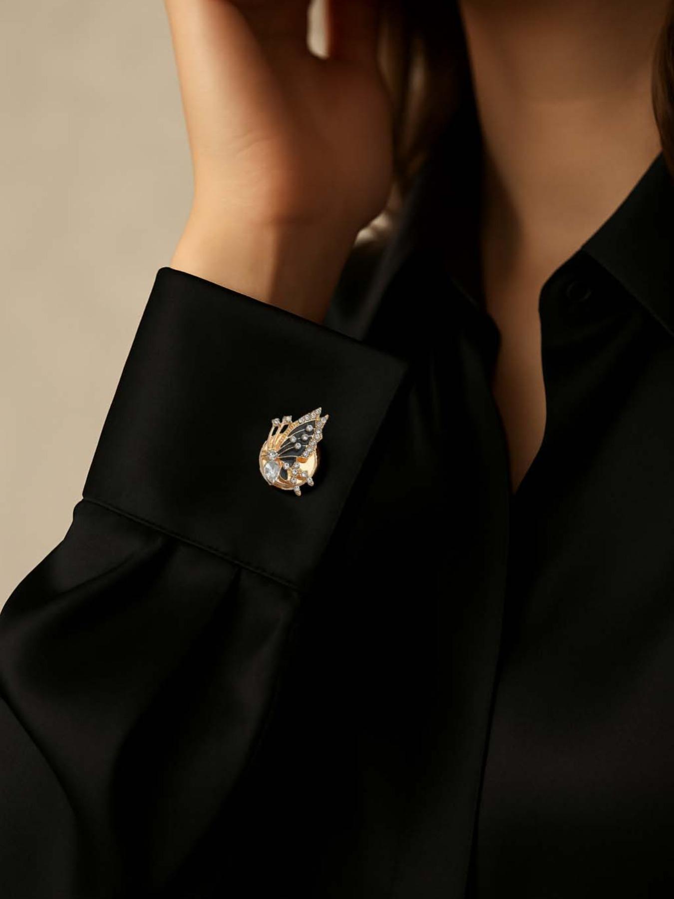 2-Piece Rhinestone Butterfly Shirt Collar Set, Elegant Design for Formal or Casual Occasions, Ideal Gift for Weddings, Dates and Parties