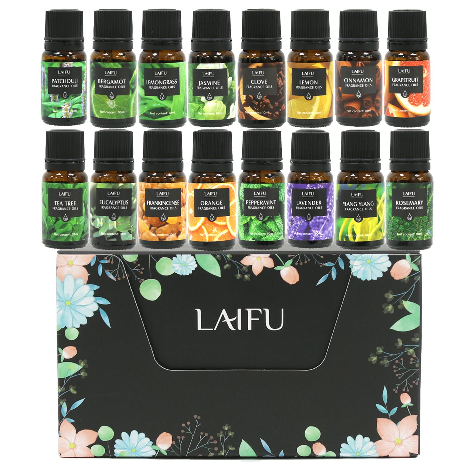 Essential Oils Set for Diffuser, Aromatherapy, Candle Making, Perfume, Home Fragrance, Humidifier, Ideal Gifts, Included Rosemary, Jasmine, Grapefruit, Lemon, Patchouli, Clove and More (16x10ml)