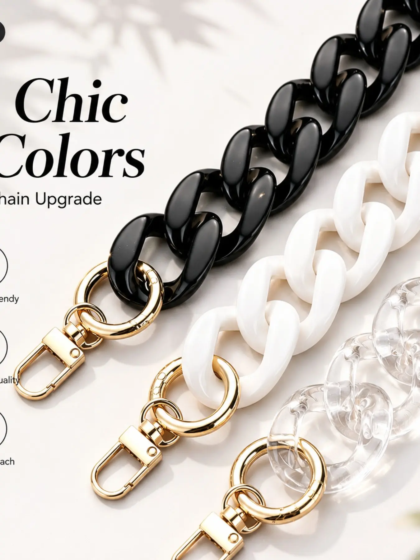 Acrylic Bag Replacement Chain, Classic Transparent Resin Strap, Lobster Clasp, Detachable Shoulder Strap, Minimalist Style, Bag Chains