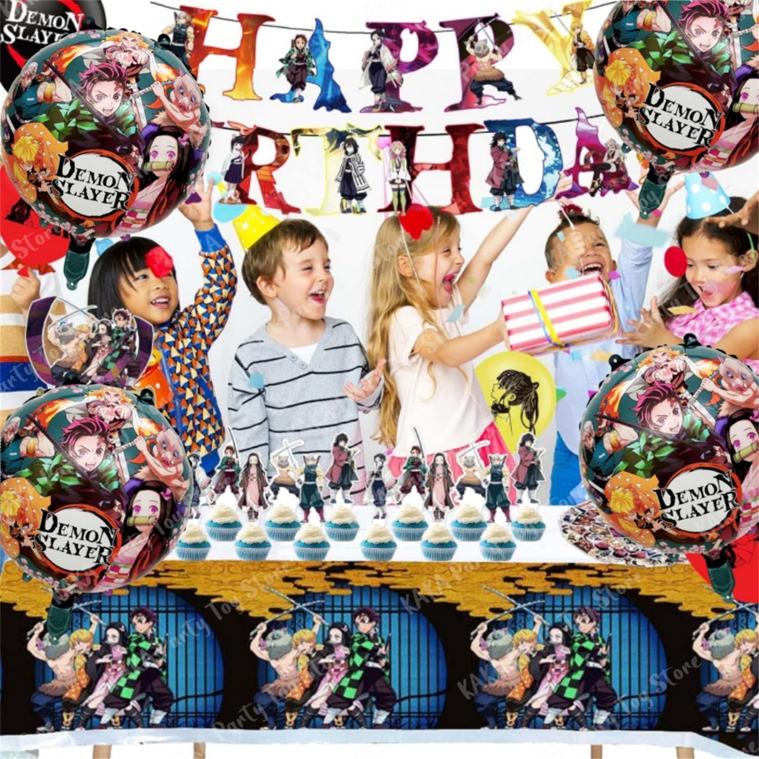 2/4/6Pcs Demon Slayer Party Balloons Anime Foil Balloon Set Baby Shower Birthday Party Decorations Kids Classic Toy Air Gifts