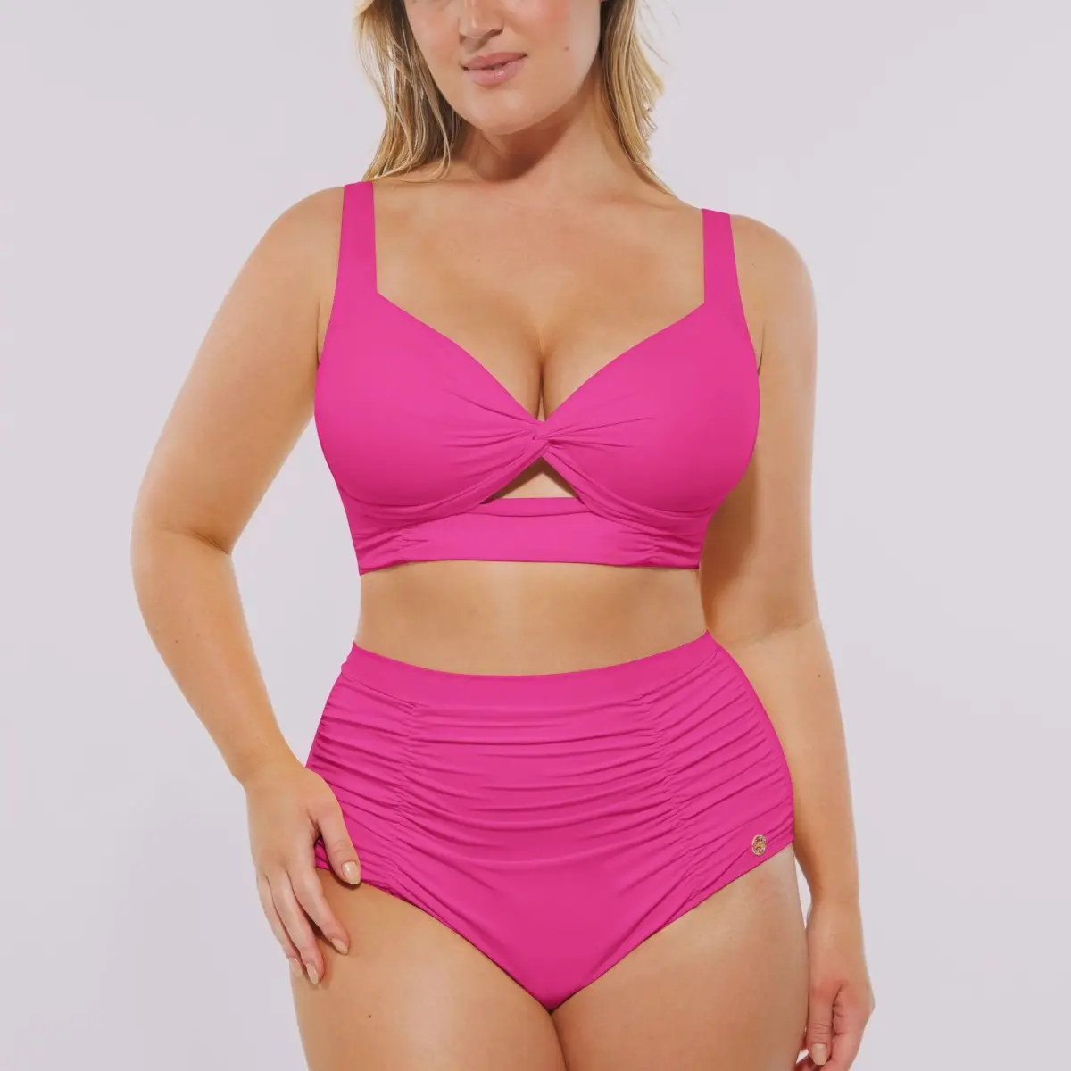 HighWaist Swimwear Sculpting Two-Piece Bikinis Set with Bust-Defining Crisscross Top & High-Waisted Brief for Flattering Silhouette Swim Bodysuit Set Swim Shapewear 1