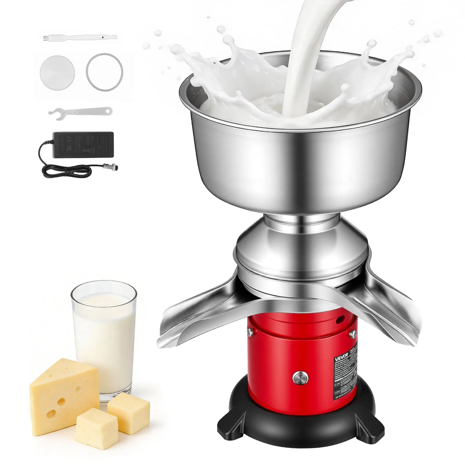 Electric Milk Cream Separator, 60L/H Output 10500RPM Milk Cream Centrifugal Separator, 304 Stainless Steel Goat Cow Milk Skimmer Separating Machine with 4.5L Bowl Capacity (40W, 100-240V)