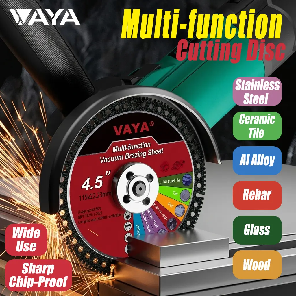 VAYA 4.5" (115mm) Ultra-Thin Dry-Cut Diamond Cutting Wheel, Suitable for Tile, Metal, Marble & Home Renovation, Angle Grinder Tool