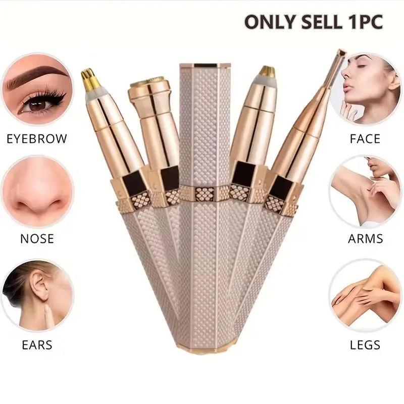 4-In-1 Multi-Function Trimmer for Women, Rechargeable Facial Hair Remover, Brow Trimmer, Eyebrow Shaver, Nose Hair Clipper, Body Hair Shaver