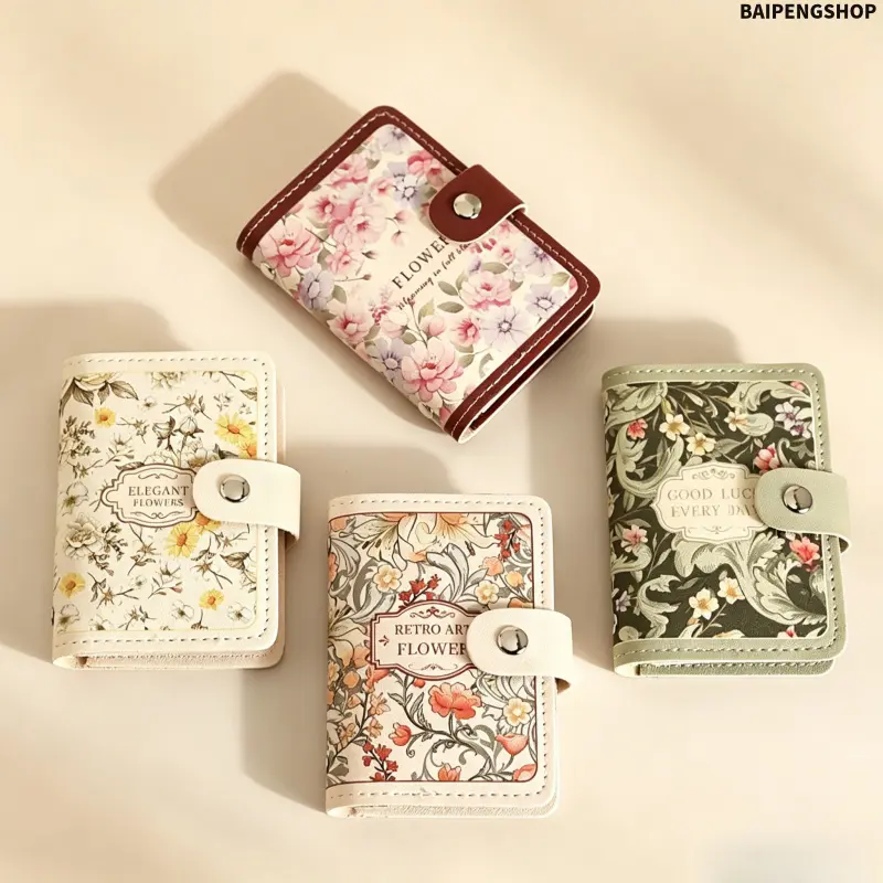 Vintage Floral Oil Painting Card Holder Wallet For Women, Large Capacity Multi-Slot RFID Blocking Credit Card Organizer, Retro Art Print Compact Card Case For ID Bank Cards, Portable Travel Daily Carry Accessory