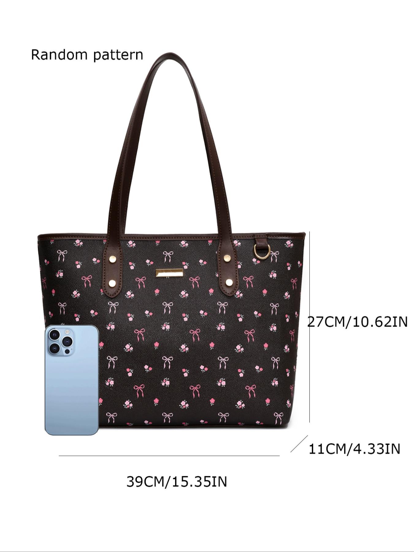 Valentine's Day Gift Women's Elegant Floral Bow Pattern Handbag, personality versatile Daily Shoulder Bag, simple exquisite Casual Fashion High quality Daily Commuter Bag, Crossbody Tote Bag