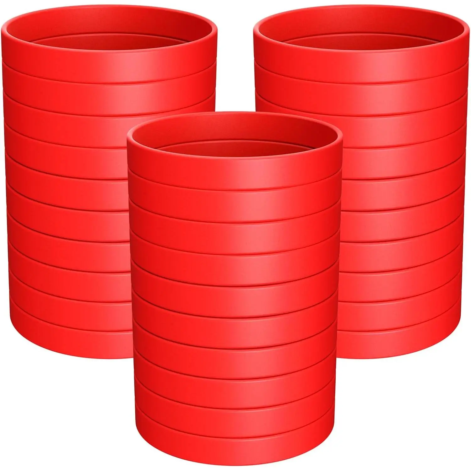 Blank Rubber Bracelets - 100 count Red  Wristbands for Men Women and Teens
